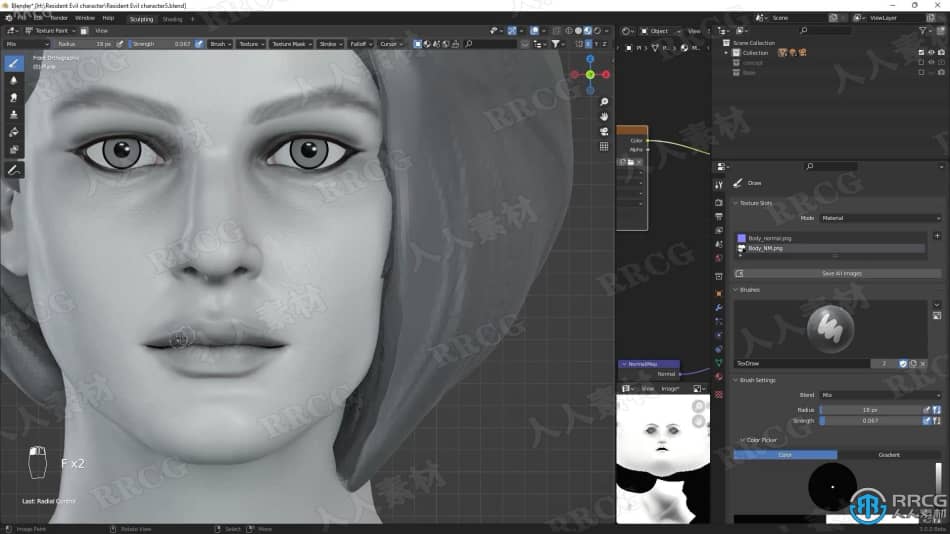 Blender 3D金发女孩角色完整制作工作流程视频教程 3D 第7张