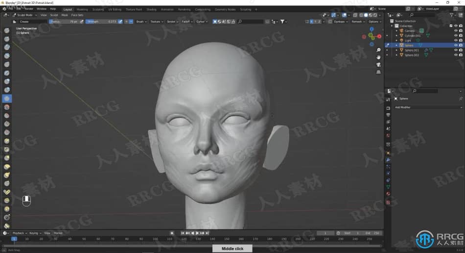 Blender超逼真半身女孩角色肖像完整实例制作视频教程 3D 第6张