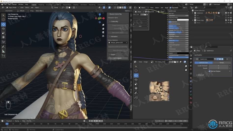 Blender机枪女战士游戏角色完整制作工作流程视频教程 3D 第8张