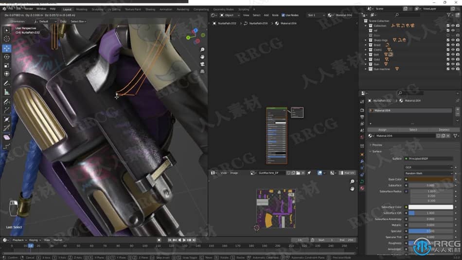 Blender机枪女战士游戏角色完整制作工作流程视频教程 3D 第12张