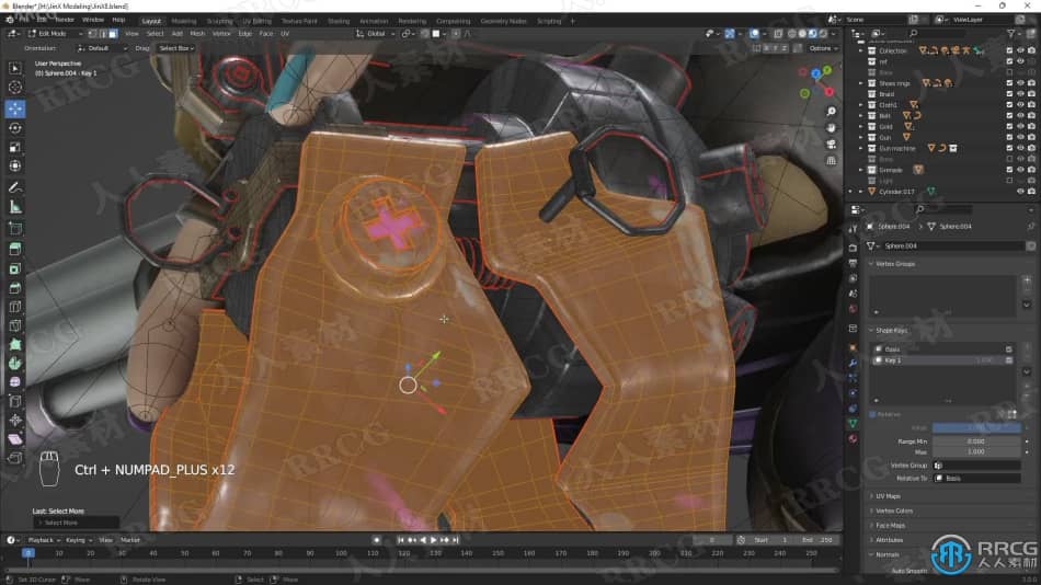 Blender机枪女战士游戏角色完整制作工作流程视频教程 3D 第16张
