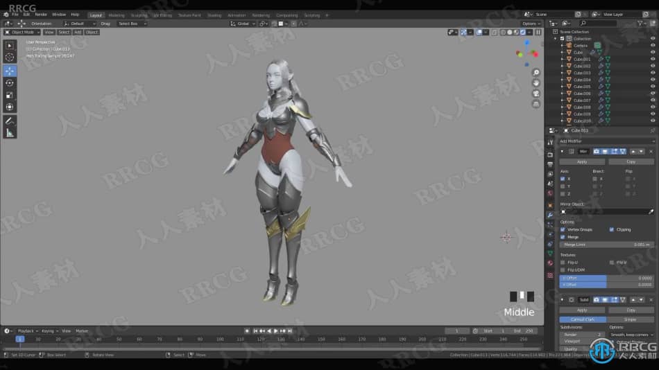 Blender女骑士游戏角色完整制作工作流程视频教程 3D 第11张