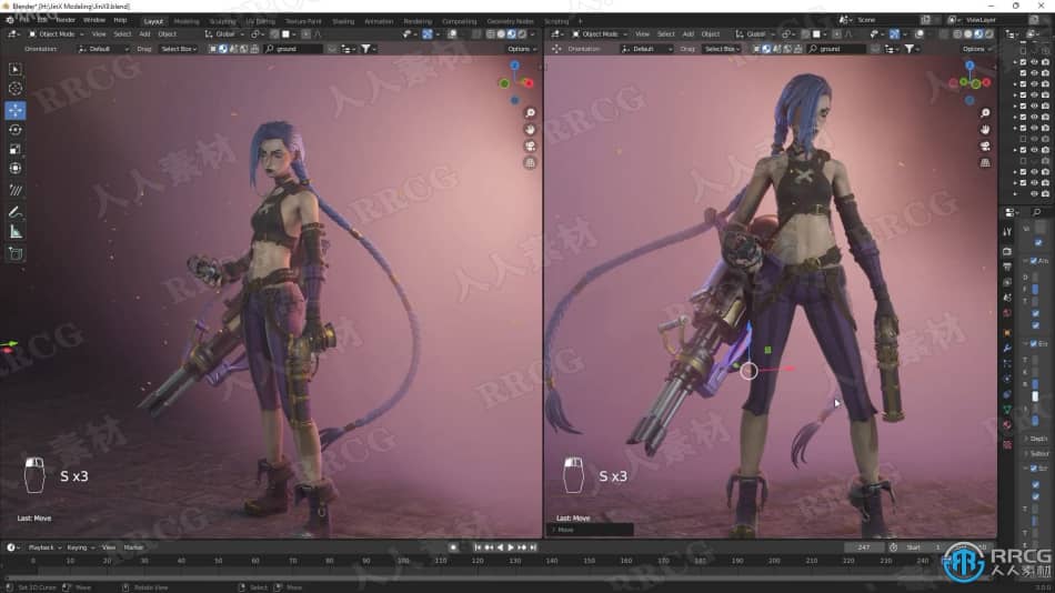 Blender机枪女战士游戏角色完整制作工作流程视频教程 3D 第18张