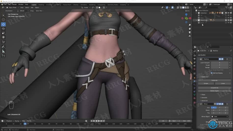 Blender机枪女战士游戏角色完整制作工作流程视频教程 3D 第6张