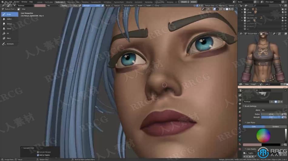 Blender英雄联盟游戏角色暴走萝莉·金克丝Jinx制作视频课程 3D 第6张