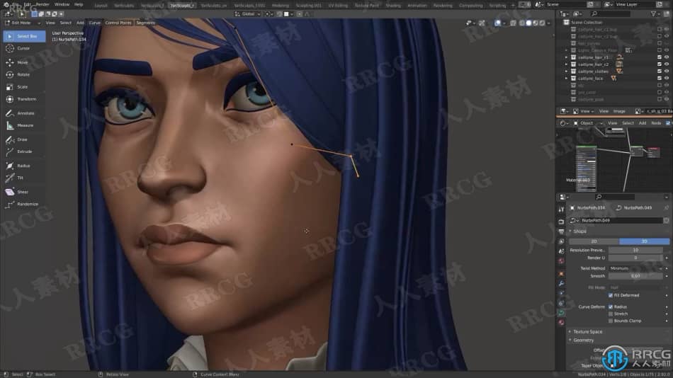 Blender英雄联盟游戏角色皮城女警Caitlyn凯特琳制作视频课程 3D 第10张