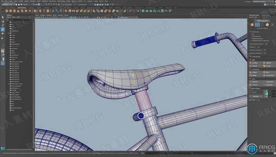 Maya逼真自行车硬表面建模完整制作流程视频教程 maya 第8张