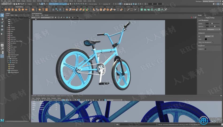 Maya逼真自行车硬表面建模完整制作流程视频教程 maya 第11张