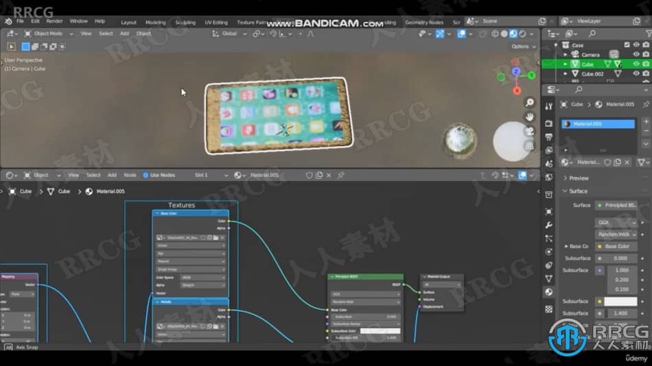 【中文字幕】Blender 3.2苹果手机iPhone完整实例制作视频课程 3D 第11张