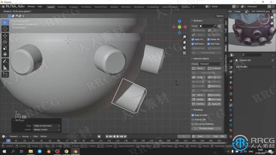 【中文字幕】Blender和Substance Painter游戏手榴弹实例制作流程 3D 第7张