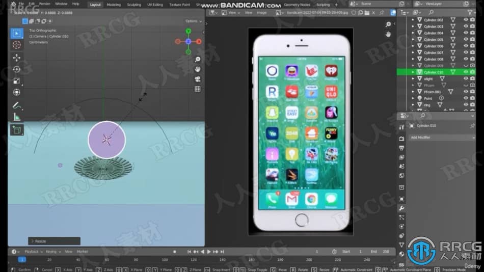 【中文字幕】Blender 3.2苹果手机iPhone完整实例制作视频课程 3D 第12张