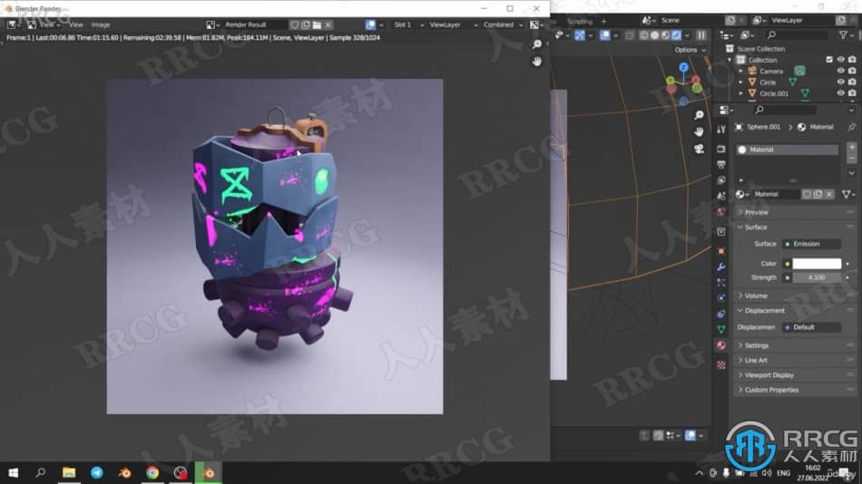 【中文字幕】Blender和Substance Painter游戏手榴弹实例制作流程 3D 第13张