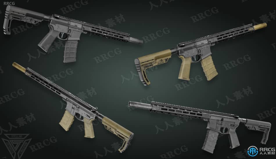 Blender游戏武器AR-15机枪完整制作流程视频教程 3D 第2张