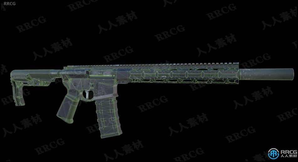 Blender游戏武器AR-15机枪完整制作流程视频教程 3D 第4张