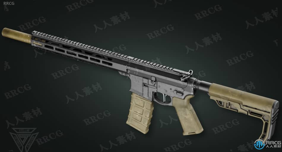 Blender游戏武器AR-15机枪完整制作流程视频教程 3D 第3张