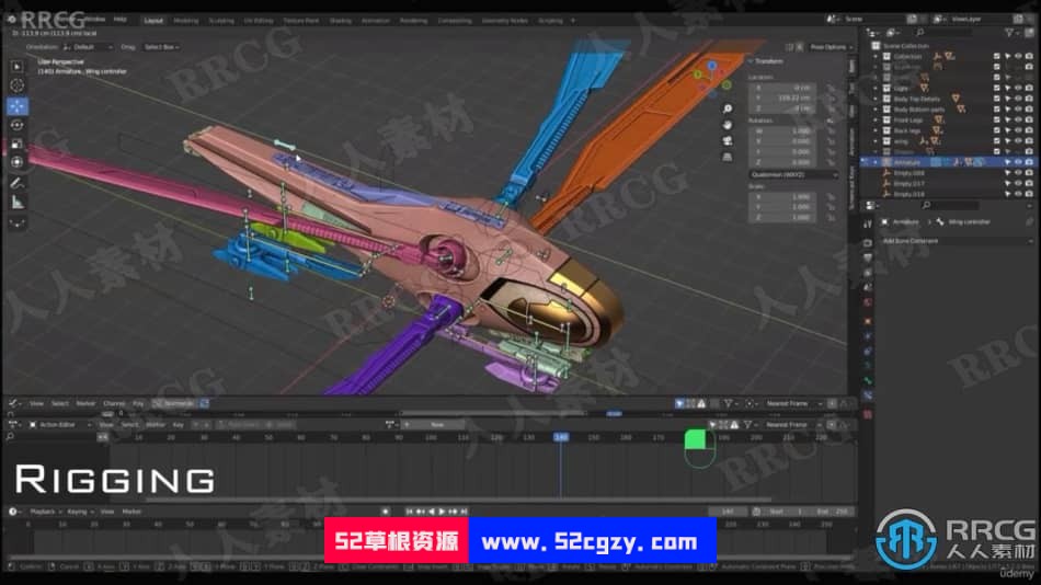【中文字幕】Blender电影《沙丘》中扑翼机飞行器完整制作视频课 3D 第6张