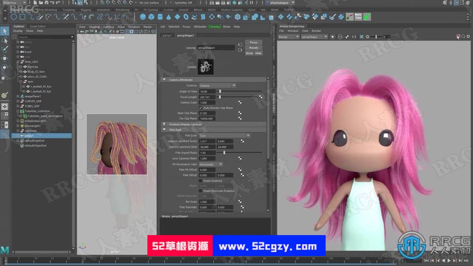 Maya和Xgen可爱娃娃毛发制作完整流程视频教程 maya 第9张