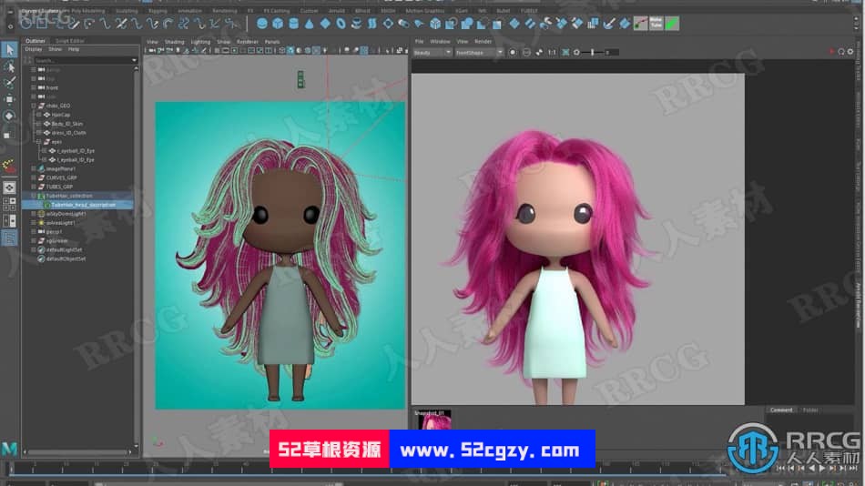 Maya和Xgen可爱娃娃毛发制作完整流程视频教程 maya 第10张
