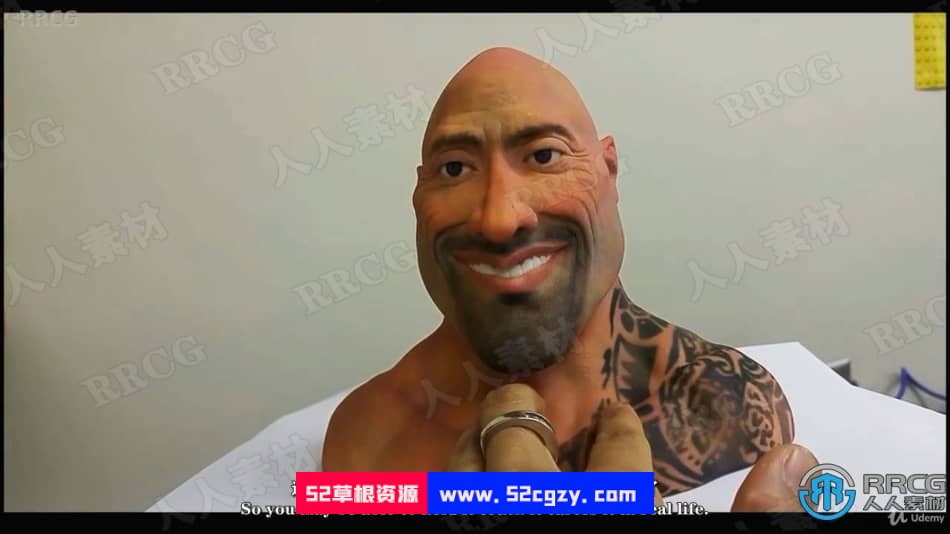 【中文字幕】Zbrush巨石强森人物头部3D打印雕塑制作视频教程 ZBrush 第6张