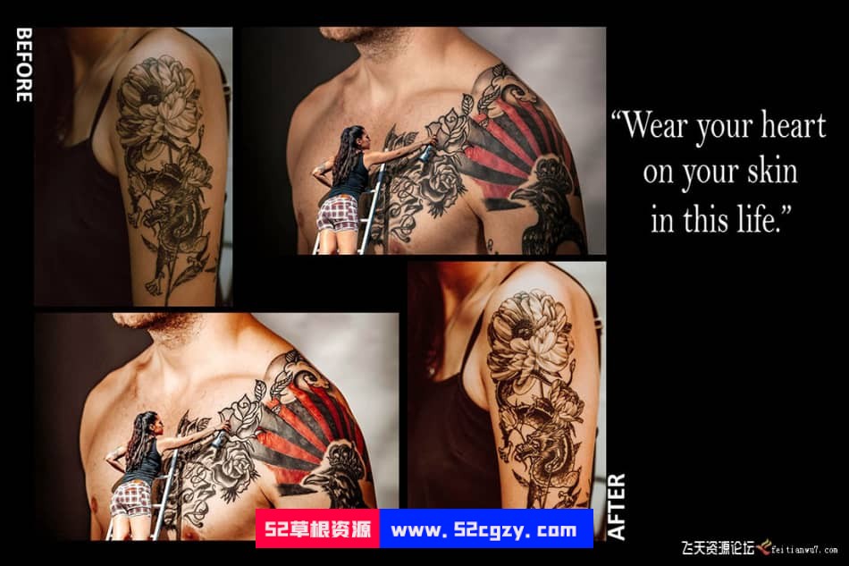 【Lightroom预设】纹身艺术人像摄影后期调色Tattoo Art Lightroom Presets LR预设 第7张