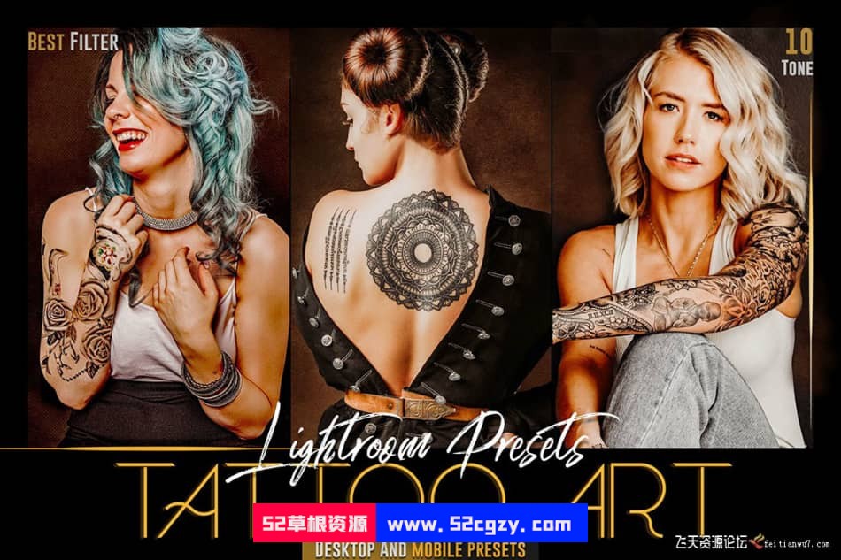 【Lightroom预设】纹身艺术人像摄影后期调色Tattoo Art Lightroom Presets LR预设 第1张