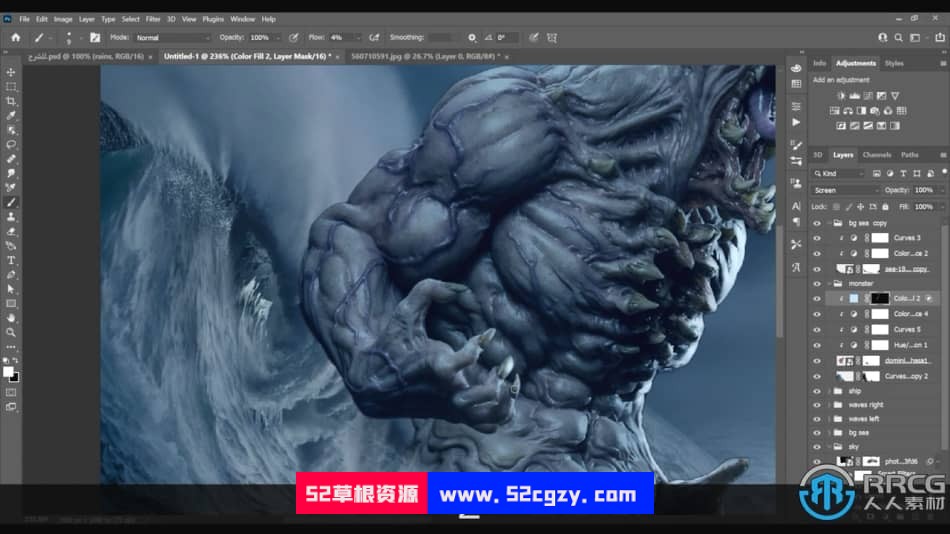 【中文字幕】PS海洋怪物照片合成特效技术视频教程 PS教程 第7张