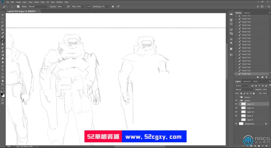 未来科幻士兵游戏角色数字绘画设计视频教程 CG 第7张
