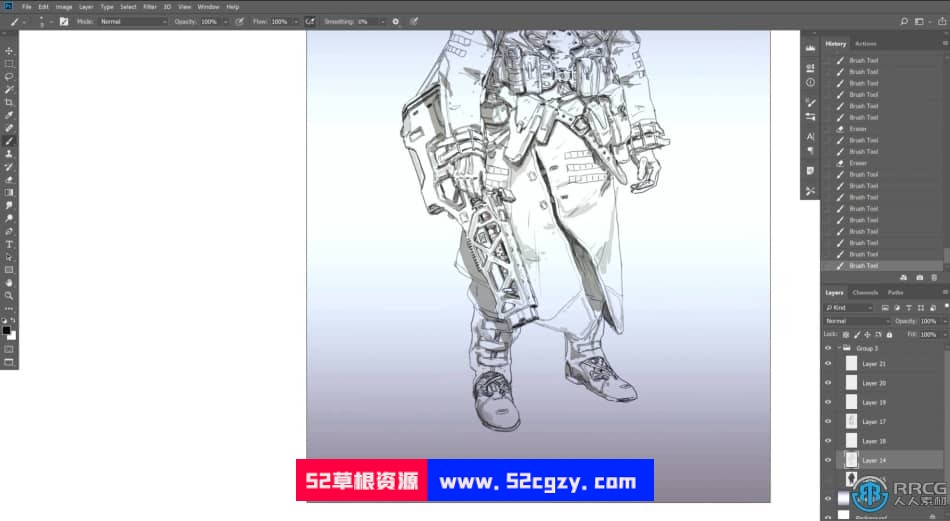 未来科幻士兵游戏角色数字绘画设计视频教程 CG 第2张