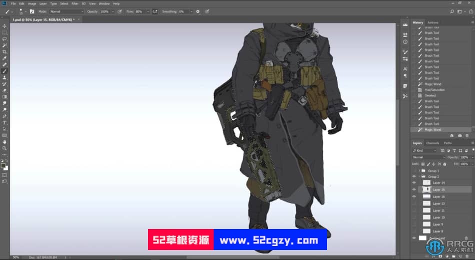 未来科幻士兵游戏角色数字绘画设计视频教程 CG 第3张