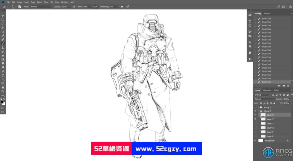 未来科幻士兵游戏角色数字绘画设计视频教程 CG 第4张