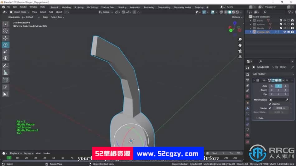 【中文字幕】Blender禁忌之刃游戏武器硬表面建模制作视频教程 3D 第4张