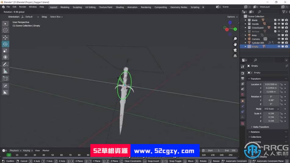 【中文字幕】Blender禁忌之刃游戏武器硬表面建模制作视频教程 3D 第2张