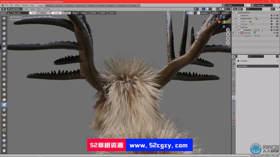 Blender麋鹿动物毛发实时制作视频教程 3D 第2张