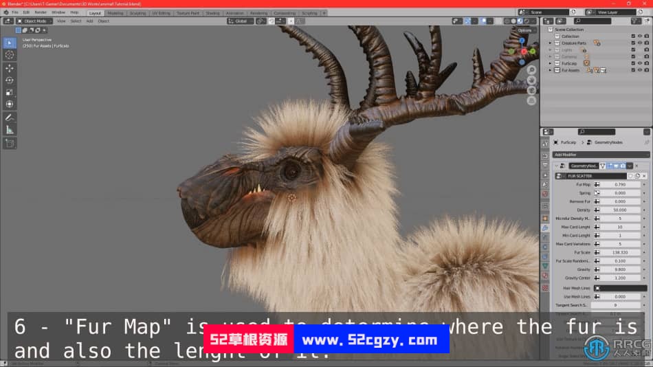 Blender麋鹿动物毛发实时制作视频教程 3D 第7张