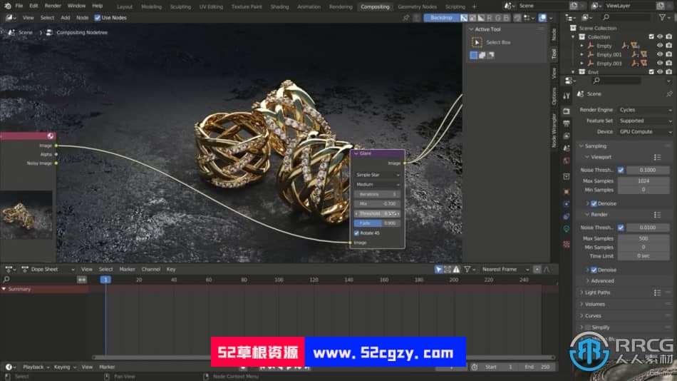 Blender精美珠宝从建模到渲染效果图制作视频教程 3D 第2张