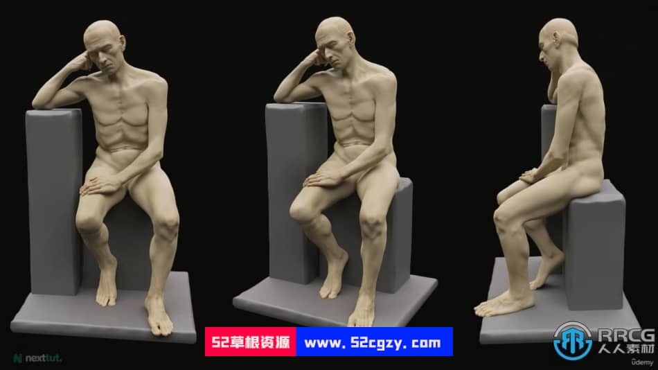 Blender男性人体解剖学雕塑大师级训练视频课程 3D 第2张