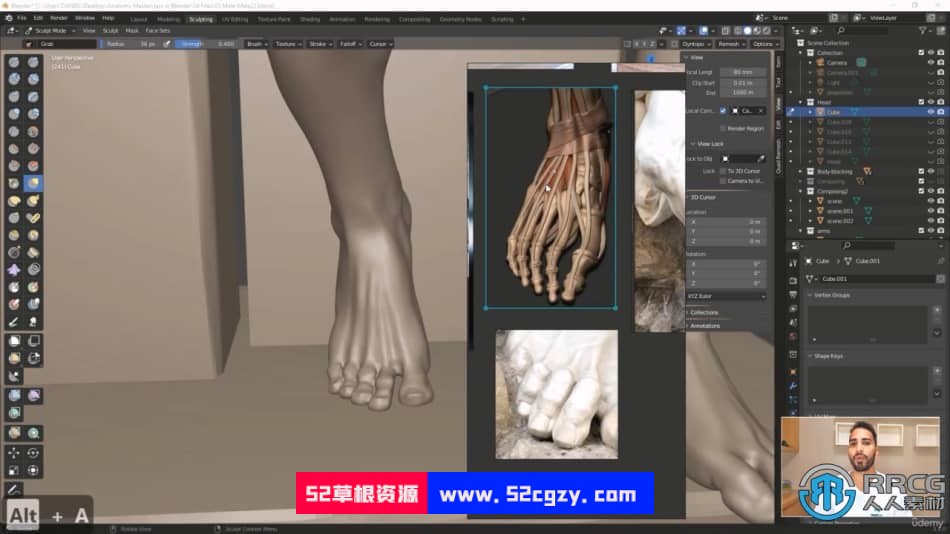 Blender男性人体解剖学雕塑大师级训练视频课程 3D 第6张