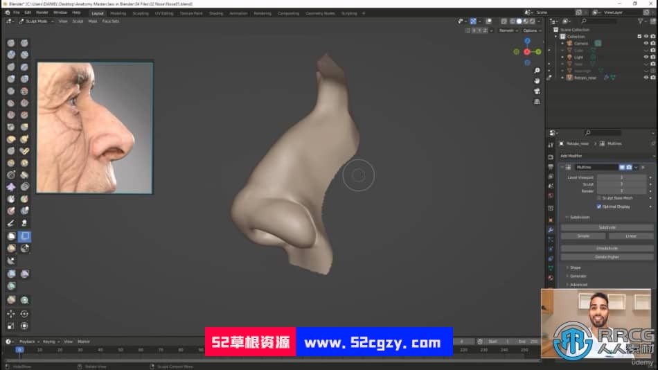 Blender男性人体解剖学雕塑大师级训练视频课程 3D 第13张