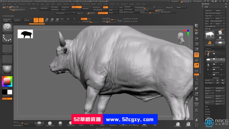 Zbrush与Maya野牛雕刻完整实例制作视频教程 ZBrush 第4张