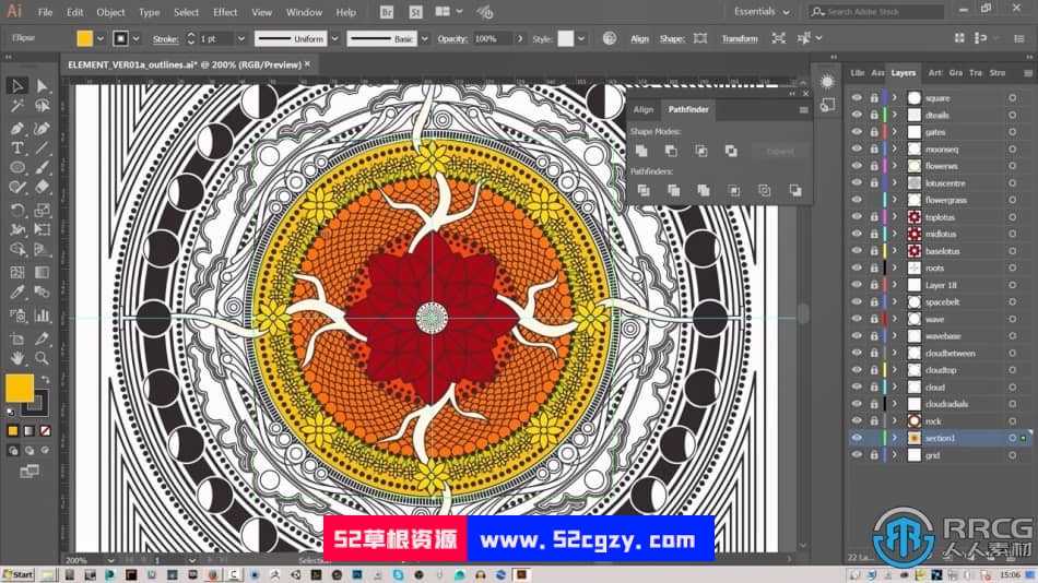 【中文字幕】Illustrator曼陀罗花纹实例制作视频教程 AI 第9张