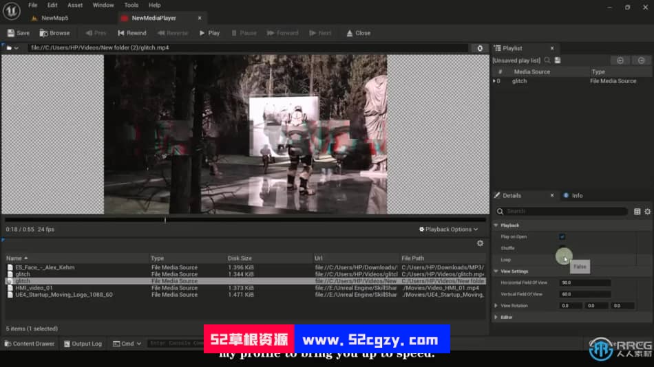【中文字幕】UE5虚幻引擎在环境中添加和播放视频文件视频教程 CG 第7张