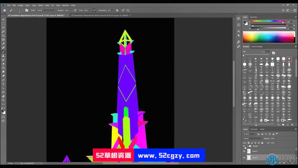 神圣之塔概念设计数字绘画实例训练视频教程 PS教程 第4张