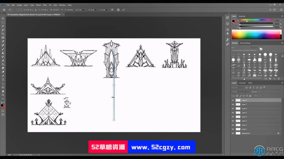 神圣之塔概念设计数字绘画实例训练视频教程 PS教程 第7张
