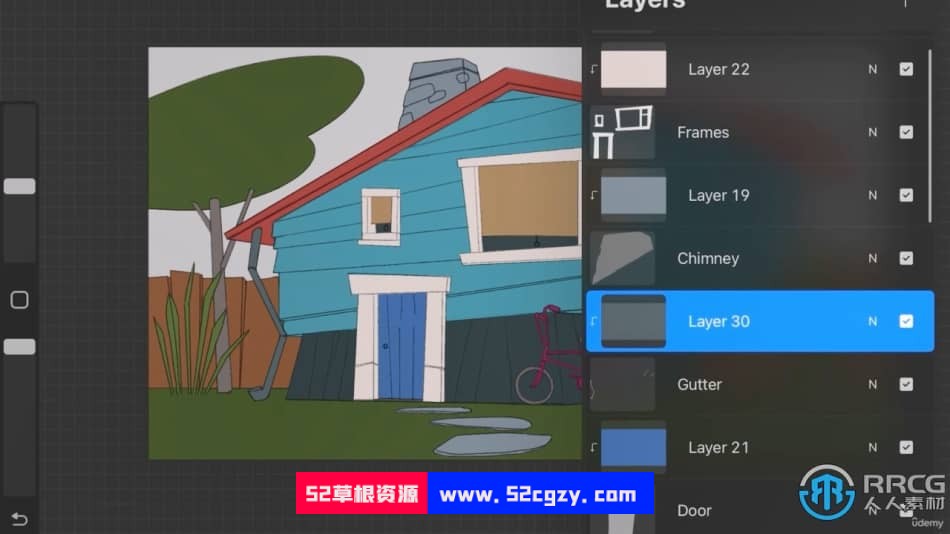 Procreate卡通小屋实例绘画训练视频教程 CG 第9张