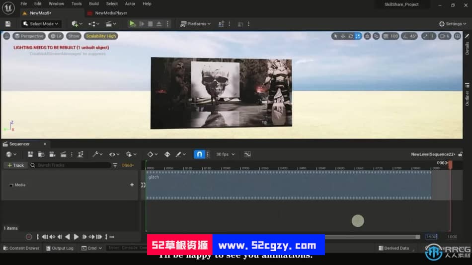 【中文字幕】UE5虚幻引擎在环境中添加和播放视频文件视频教程 CG 第4张