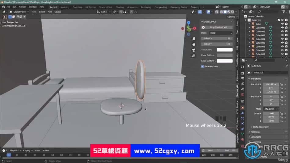 Blender 3.3中低多边形室内建模设计技术视频教程 3D 第8张