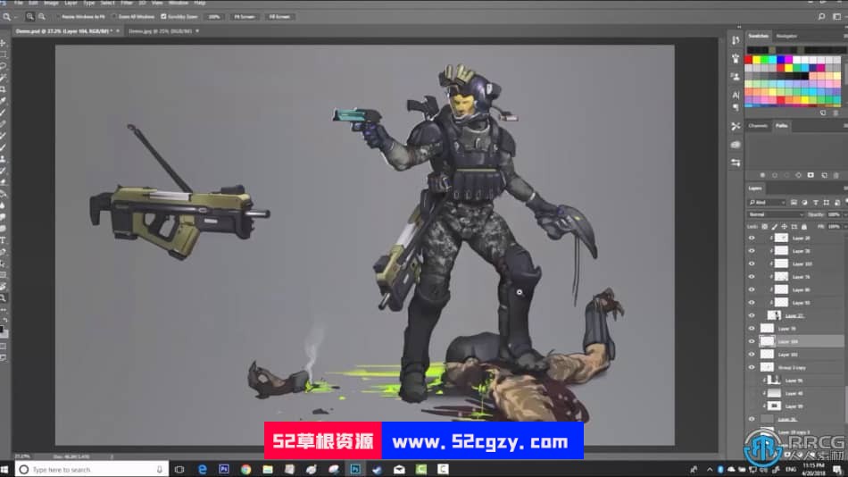 科幻军事士兵角色设计数字绘画视频教程 PS教程 第14张