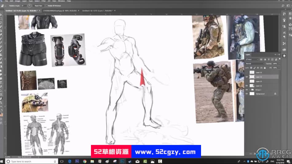 科幻军事士兵角色设计数字绘画视频教程 PS教程 第3张