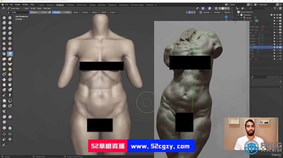 Blender女性解剖雕刻建模核心技术训练视频教程 3D 第10张