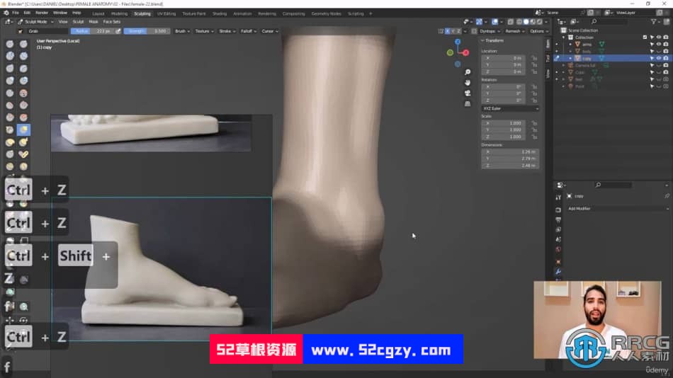 Blender女性解剖雕刻建模核心技术训练视频教程 3D 第8张